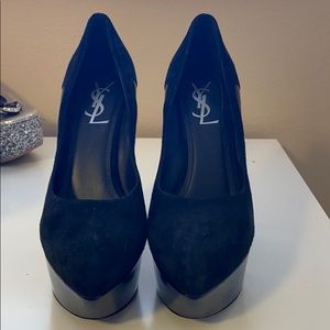 YSL black suede and patent sz 7.5 Imperiale 90
